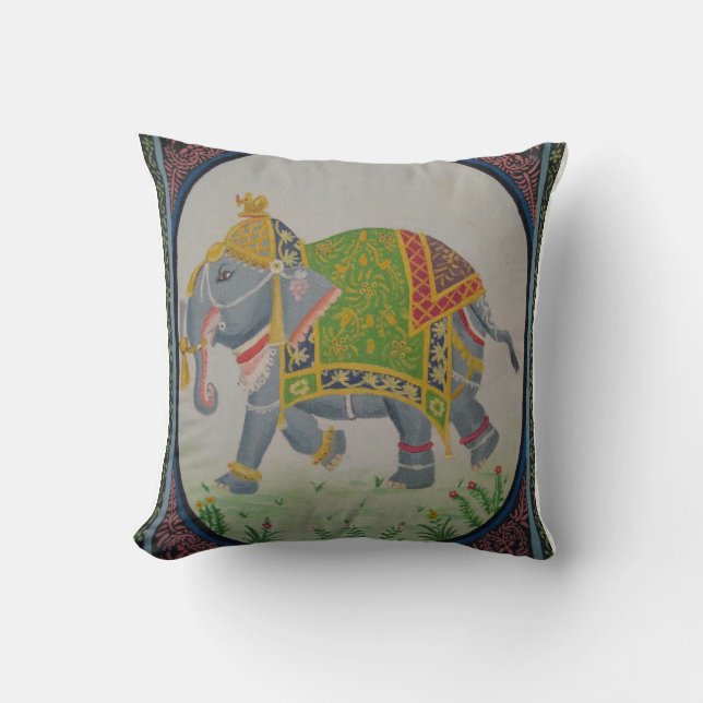 Indian Elephant Painting Pillow Kussen (Voorkant)