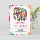 Indian Elephant Party Invitation Kaart (Staand voorkant)
