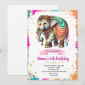 Indian Elephant Party Invitation Kaart (Voorkant / Achterkant)