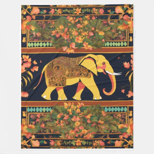 Indian Elephant Print Deken – Zacht, Gezellig (Voorkant)