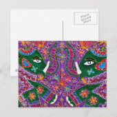 Indian Elephant Tourist Fabric Briefkaart (Voorkant / Achterkant)