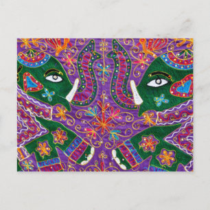 Indian Elephant Tourist Fabric Briefkaart