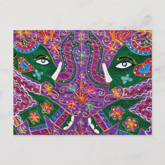 Indian Elephant Tourist Fabric Briefkaart (Voorkant)