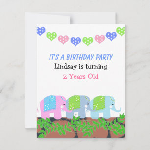 Indian Elephants Birthday Invitation Kaart