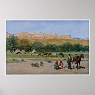 Indian Encampment 1901 van Henry Farny Poster