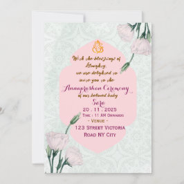 Indian First Rice Feeding Ritual Invitation Card Kaart