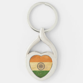 Indian Flag Grunge Metal Sleutelhanger