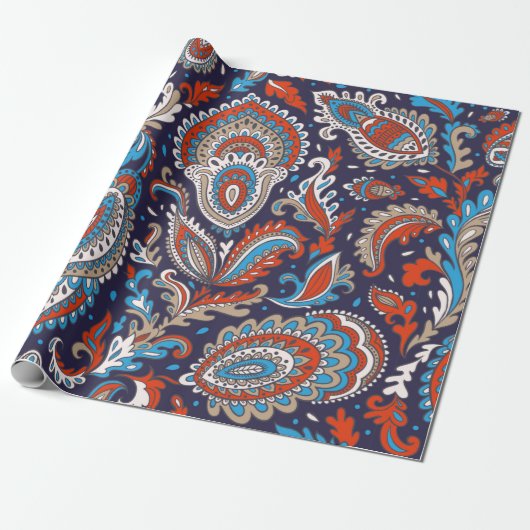 Indian floral paisley medallion pattern. Ethnic Ma Cadeaupapier (Uitgerold)