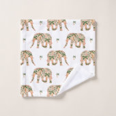 Indian Floral Paisley Ornate Elephants Bad Handdoek (Wasdoekje)