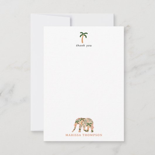 Indian Floral Paisley Ornate Elephants Bedankkaart (Voorkant)