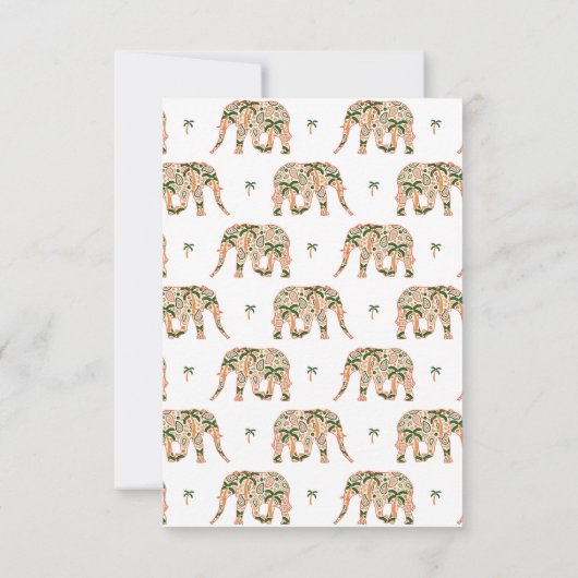 Indian Floral Paisley Ornate Elephants Bedankkaart (Achterkant)