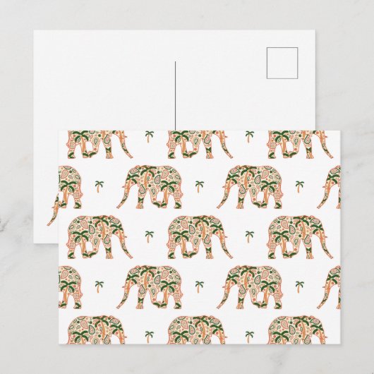 Indian Floral Paisley Ornate Elephants Briefkaart (Voorkant / Achterkant)