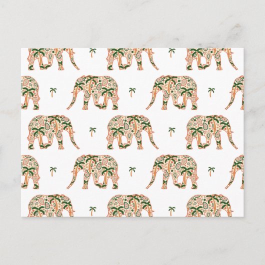 Indian Floral Paisley Ornate Elephants Briefkaart (Voorkant)