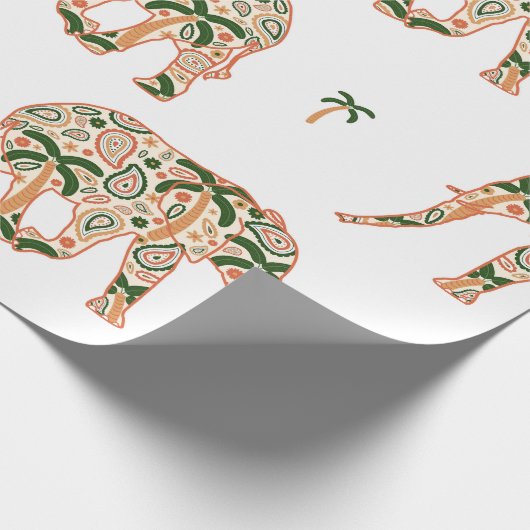 Indian Floral Paisley Ornate Elephants Cadeaupapier (Hoek)