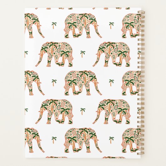 Indian Floral Paisley Ornate Elephants Custom Name Planner (Achterkant)