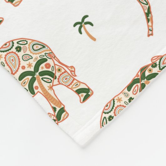 Indian Floral Paisley Ornate Elephants Fleece Deken (Hoek)