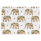 Indian Floral Paisley Ornate Elephants Groot Cadeauzakje (Voorkant)