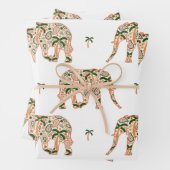 Indian Floral Paisley Ornate Elephants Inpakpapier Vel (In situ)