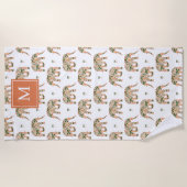 Indian Floral Paisley Ornate Elephants Monogrammed Strandlaken (Voorkant)