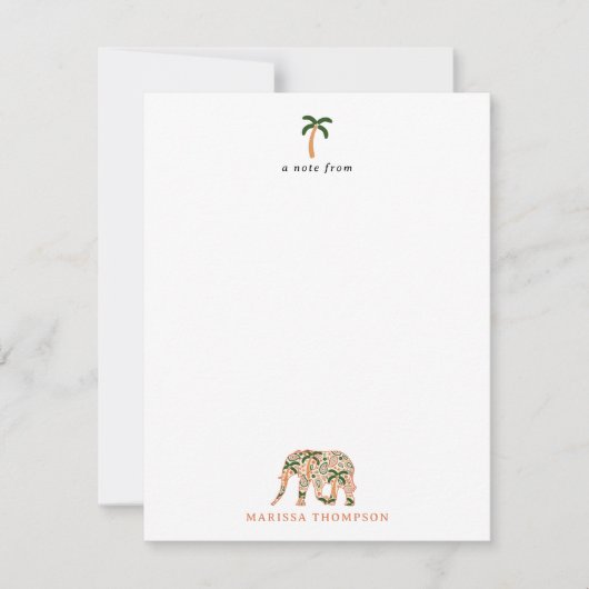 Indian Floral Paisley Ornate Elephants Notitiekaartje (Voorkant)