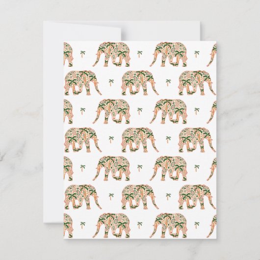 Indian Floral Paisley Ornate Elephants Notitiekaartje (Achterkant)