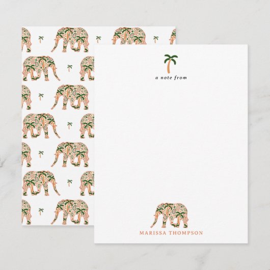 Indian Floral Paisley Ornate Elephants Notitiekaartje (Voorkant / Achterkant)