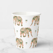 Indian Floral Paisley Ornate Elephants Papieren Bekers (Links)