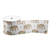 Indian Floral Paisley Ornate Elephants Satijnen Lint (Spoel)