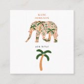 Indian Floral Paisley Ornate Elephants Vierkante Visitekaartje (Voorkant)