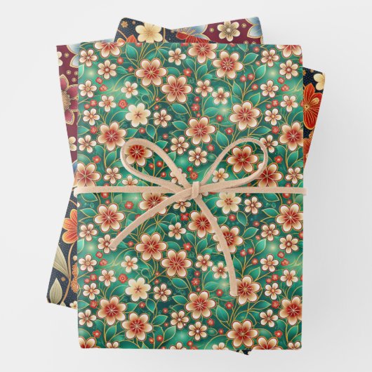 Indian Floral Pattern Inpakpapier Vel (In situ)