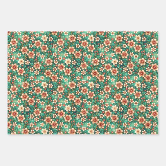 Indian Floral Pattern Inpakpapier Vel (Voorkant)