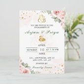 Indian Floral Verloving Invitation Kaart (Staand voorkant)