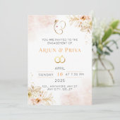 Indian Floral Verloving Invitation Kaart (Staand voorkant)