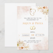 Indian Floral Verloving Invitation Kaart (Voorkant / Achterkant)