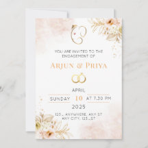 Indian Floral Verloving Invitation Kaart