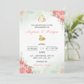 Indian Floral Verloving Invitation Kaart (Staand voorkant)