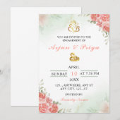 Indian Floral Verloving Invitation Kaart (Voorkant / Achterkant)