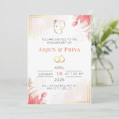 Indian Floral Verloving Invitation Kaart (Staand voorkant)