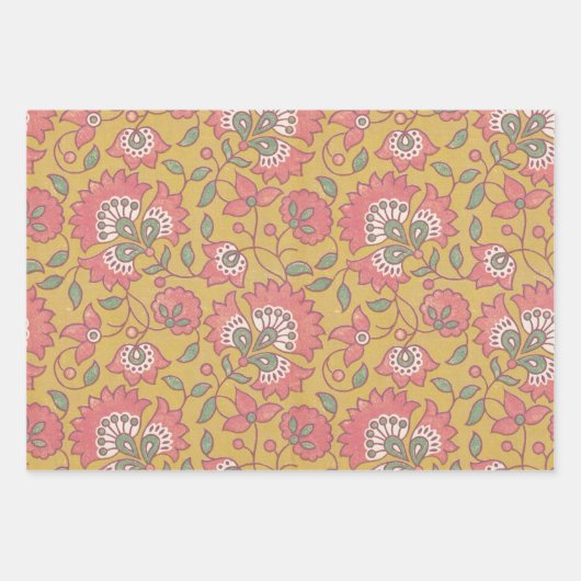 indian floral Wrapping Paper Flat Sheet Set of 3 (Voorkant 3)