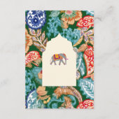 Indian Folk Art Elephant Cream Wedding Details Informatiekaartje (Achterkant)
