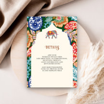 Indian Folk Art Elephant Cream Wedding Details