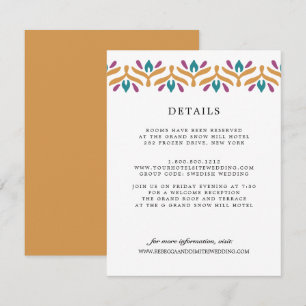 Indian Folk Art Mosterd BRUILOFT Gastgegevens Informatiekaartje