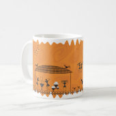 Indian Folk Art Warli (Oranje) Koffiemok (Voorkant links)