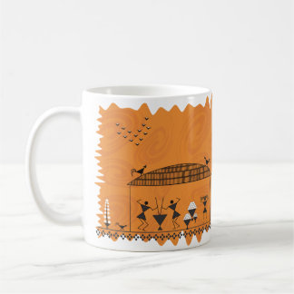 Indian Folk Art Warli (Oranje) Koffiemok