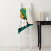 Indian girl playing sitar with a peacock sherpa deken (In situ)