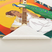 Indian girl playing sitar with a peacock sherpa deken (3/4)