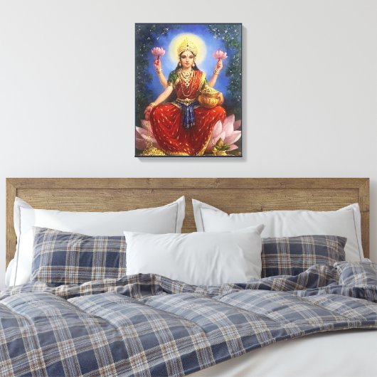 Indian Goddess Ma Lakshmi - Wrapped Canvas (Insitu (Slaapkamer))