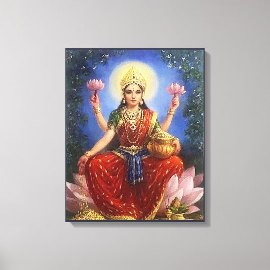 Indian Goddess Ma Lakshmi - Wrapped Canvas Afdruk (Voorkant)