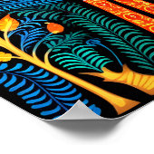 Indian Gond Art Peacock Zwart | Kunst van India Poster (Hoek)