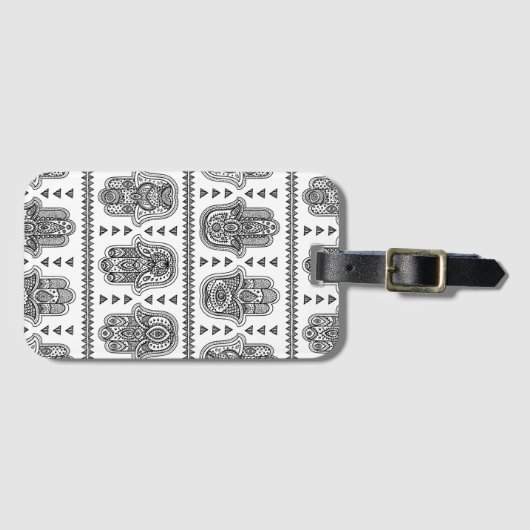 Indian Hand Drawn Hamsa Doodle Bagagelabel (Voorkant (horizontaal))